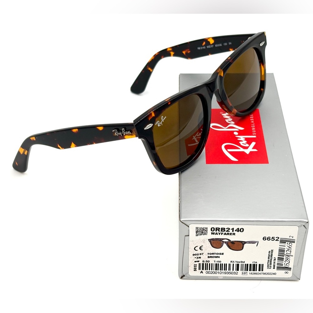 Ray-Ban Wayfarer Sunglasses RB2140 50mm Tortoise W|Brown Lens 50-22-150 902/57 - Picture 11 of 14